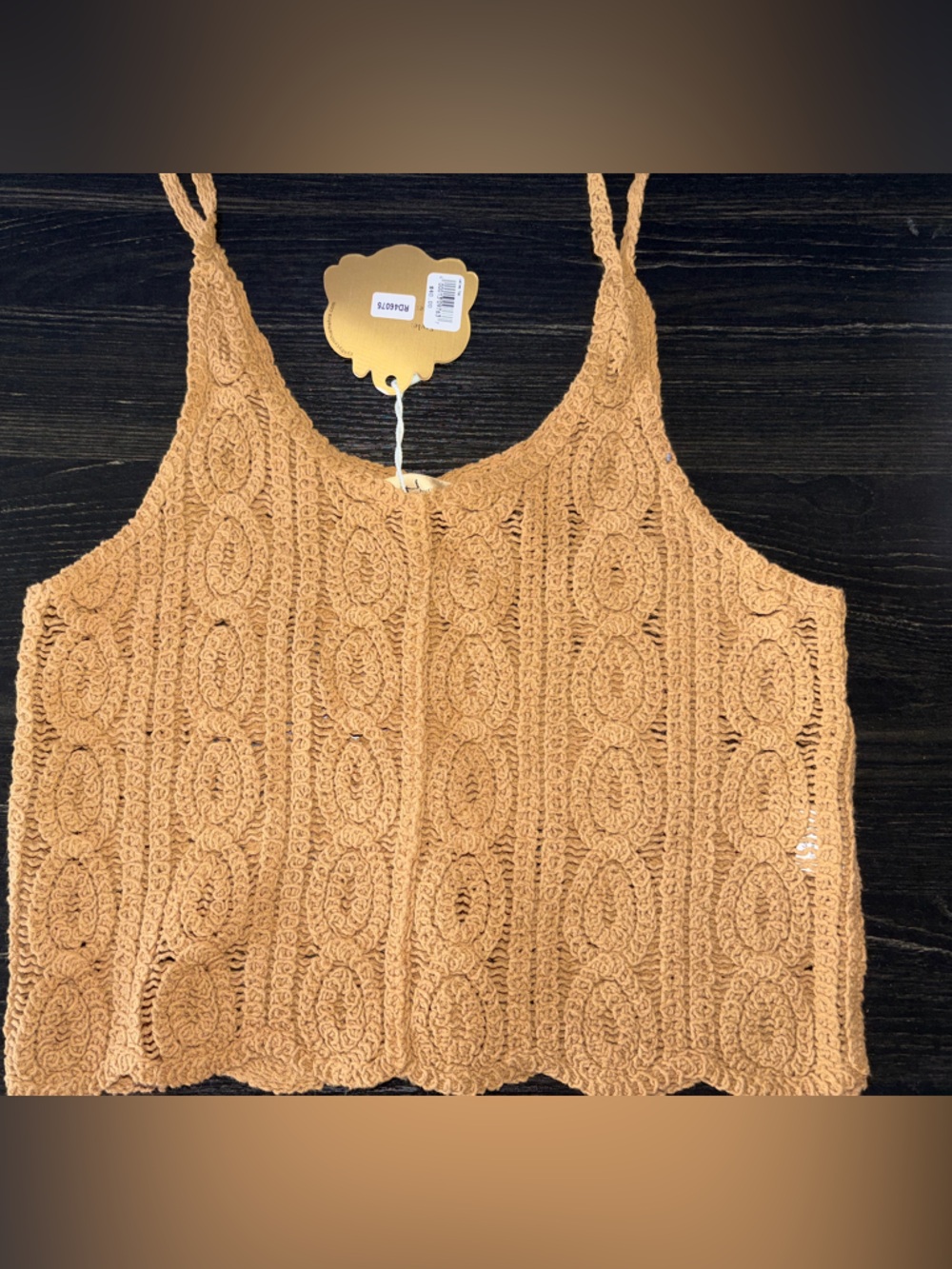 Crochet Tank Top in Camel Tan